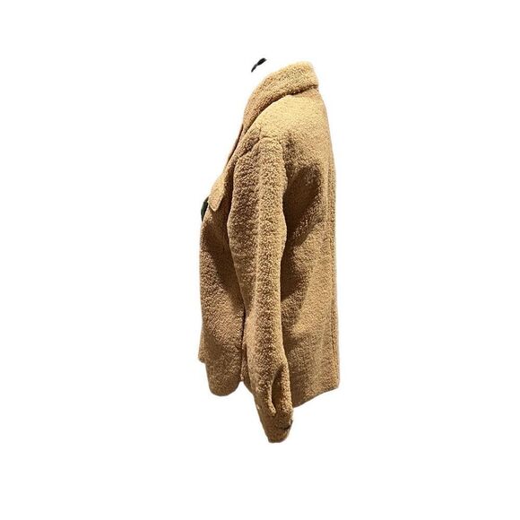 Joie NWT Sherpa Teddy Fleece Shacket Shirt Jacket Camel Brown Button size S - Picture 3 of 8